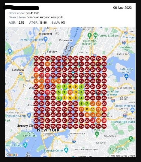 Month 1 geo-grid for vascular surgeon New York